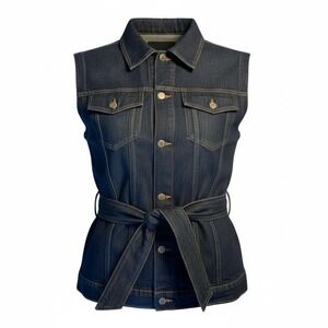 AG Adriano Goldschmied Belted Denim Vest Space‎ Rinse Wash Women's Size S
